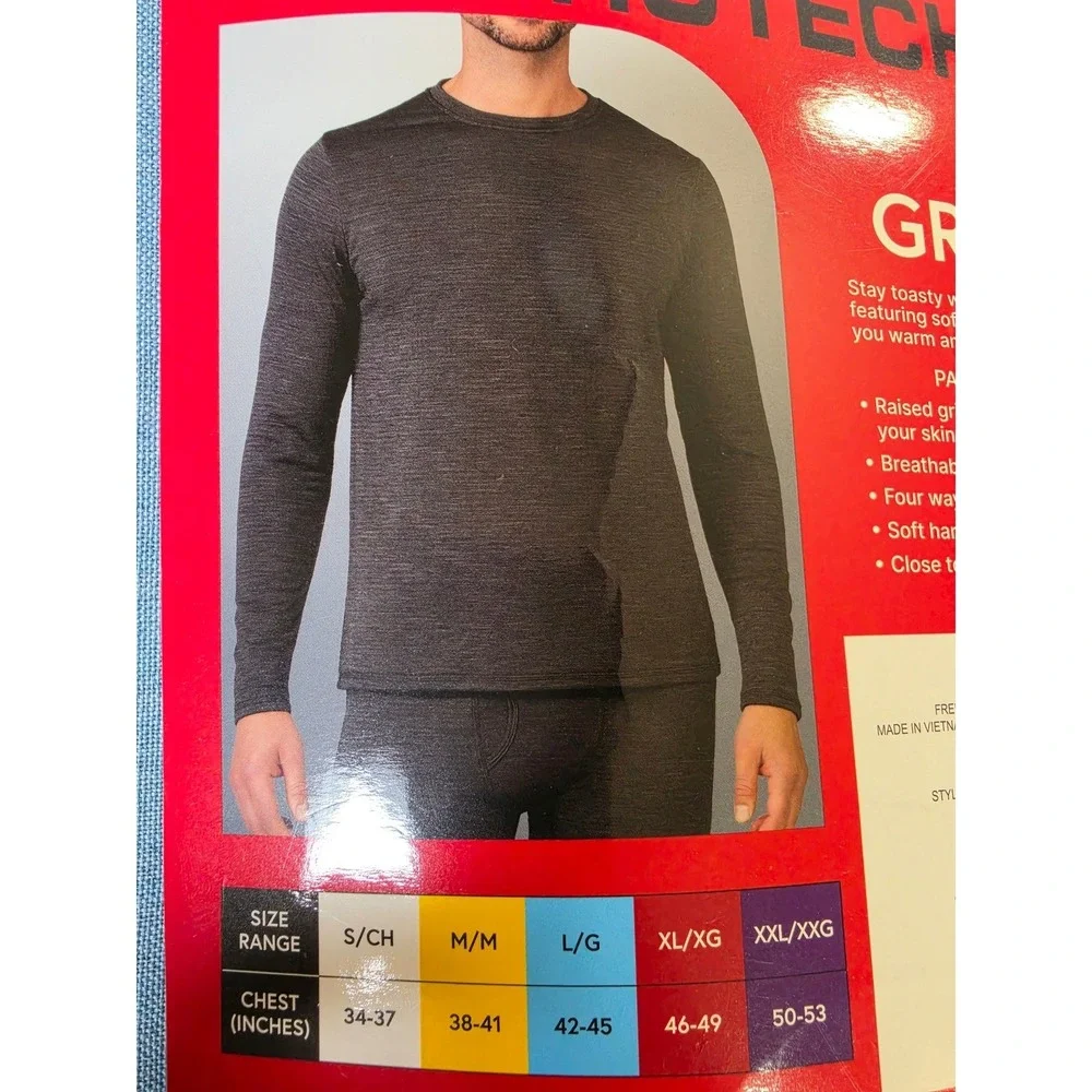 Free Country Mens Microtech Heat Force Grid Fleece Base Layer Top Rocky L New